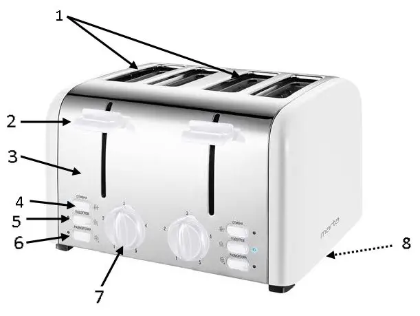 marta MT-1723 Toaster Maker Machine - Parts list