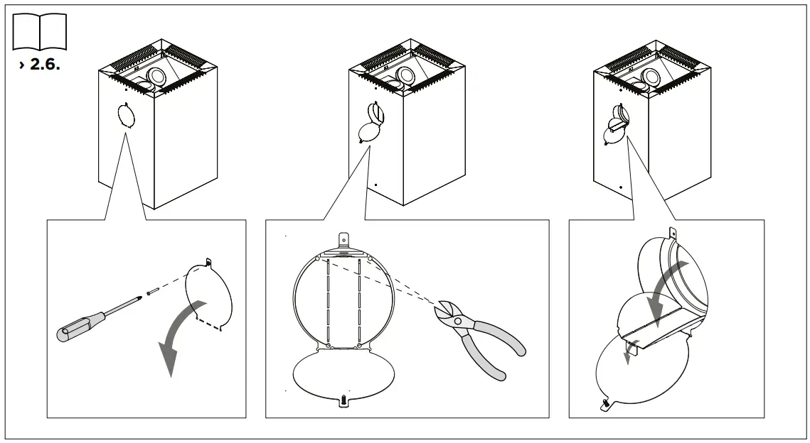 Rear connection opening
