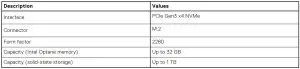 FIG 26 Intel Optane Memory H10 with solid-state storage specifications