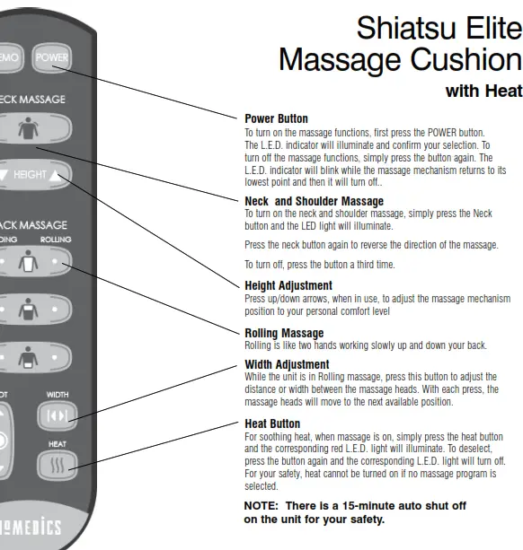 Homedics MCS-840HA_EN Shiatsu Elite Massage Cushion with Heat Instruction - Shiatsu Elite2