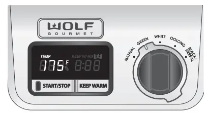 WOLF WGKT100S True Temperature Electric Kettle - GREEN mode