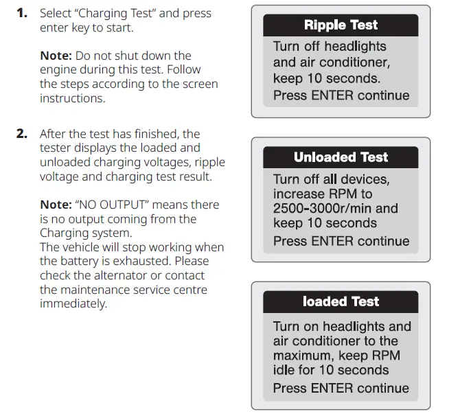 CHARGING SYSTEM TEST: