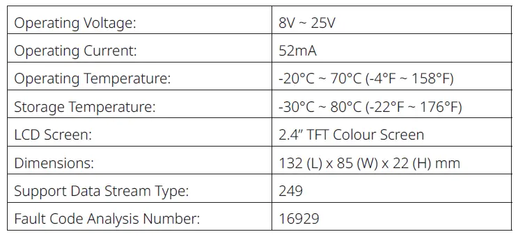 PRODUCT SPECIFICATIONS