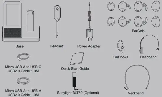 Yealink WH67 DECT Wireless Headset - Package Contents