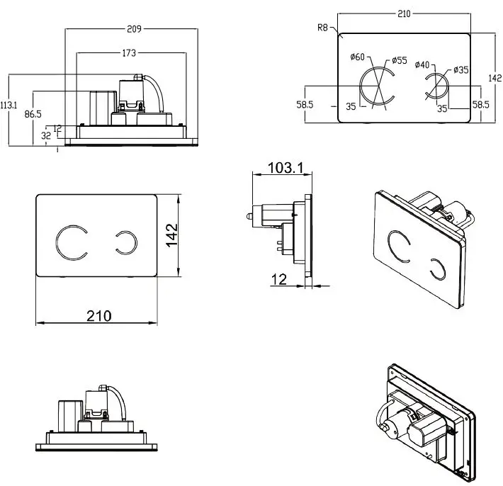 better bathrooms BeBa_27401 Sensor Flush Plates-FIG1