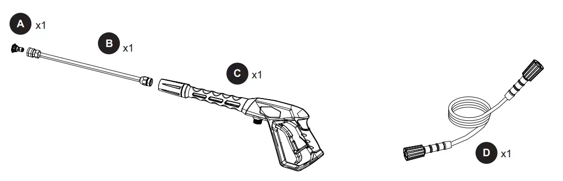greenworks 150917 Electric Pressure Washer Replacement Gun and Hose Kit - PACKAGE CONTENTS