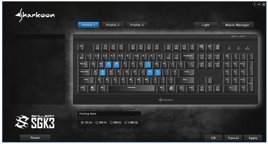 Sharkoon SKILLER SGK3 Mechanical Gaming Keyboard - Key Assignments