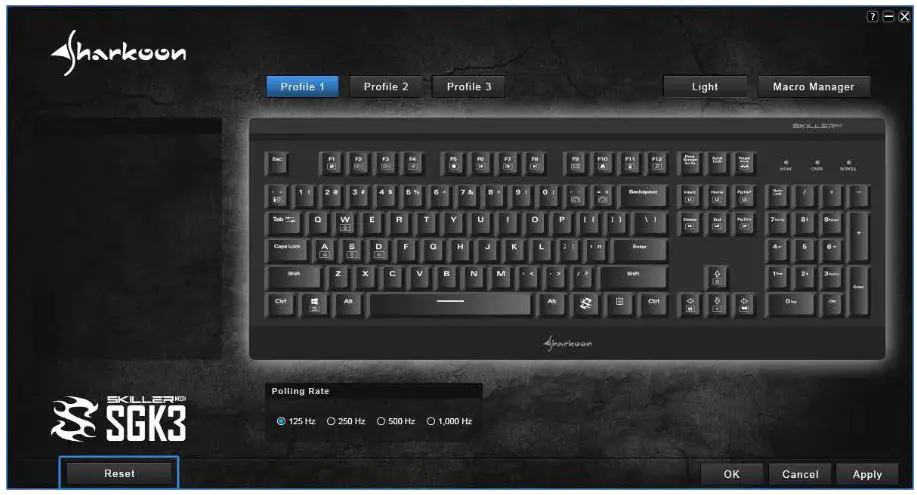 Sharkoon SKILLER SGK3 Mechanical Gaming Keyboard - Reset
