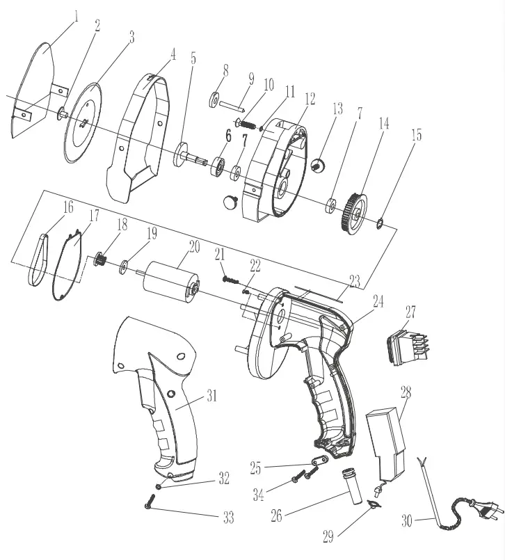 maxima 09370175 Electric Kebab Slicer - EXPLODED VIEW