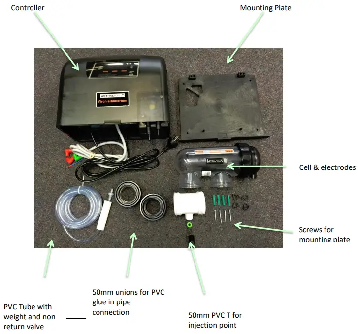 Components with Viron e-Quilibrium Basic Chlorinator System