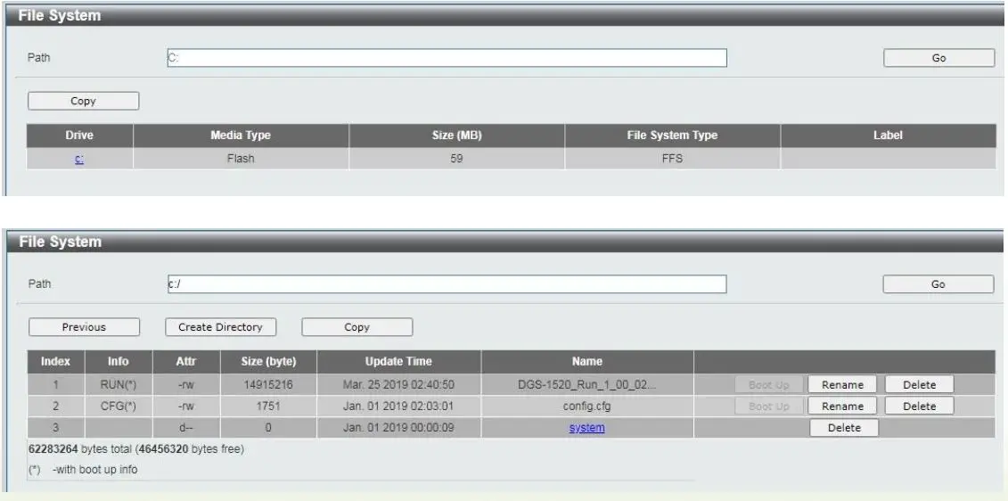 D-Link DSG-1520 Series Firmware Instructions - Chose file and boot up