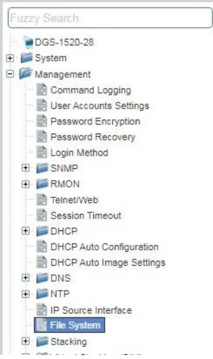 D-Link DSG-1520 Series Firmware Instructions - Select File System