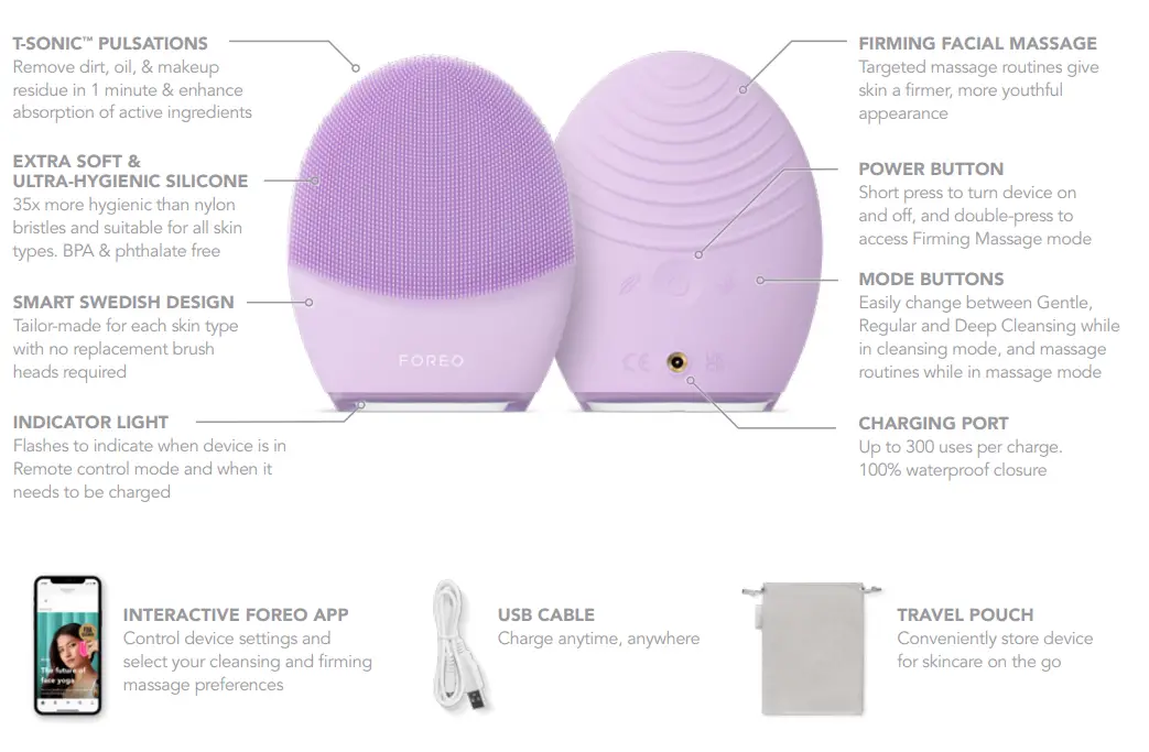 FOREO LUNA 4 2 In 1 Smart Facial Cleansing And Firming Device - FIG 1