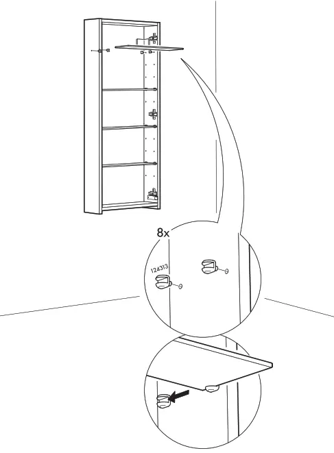 IKEA GODMORGON Wall cabinet with 1 door - high-gloss white 40x14x96 cm - 13