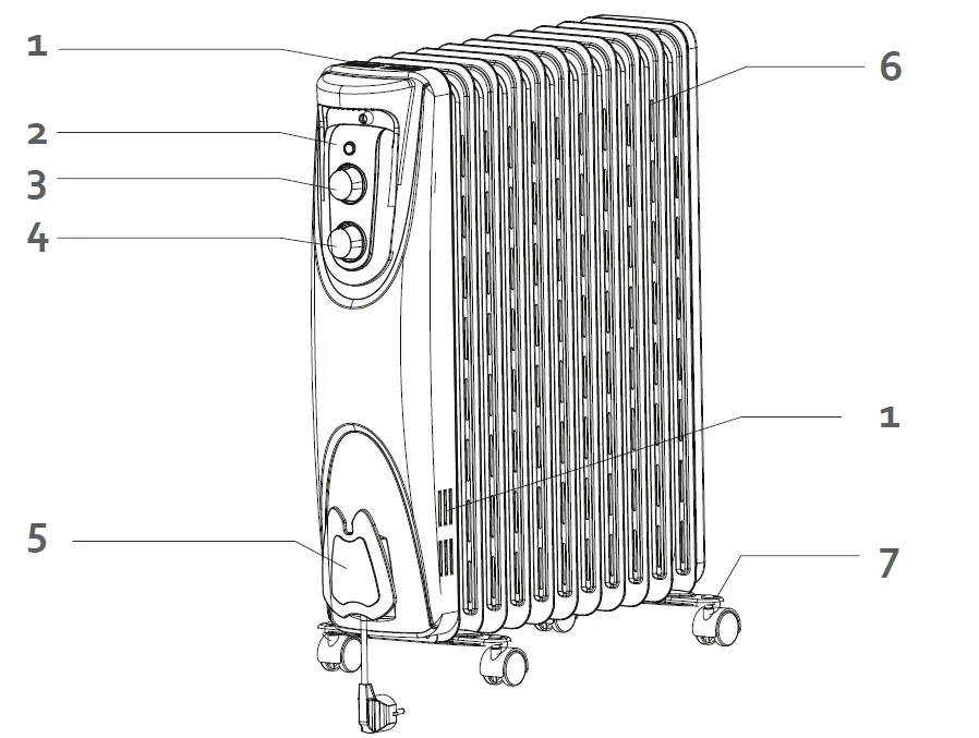 DOMO DO7318R Oil Filled Radiator 1