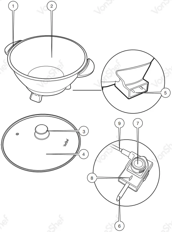 VonShef 2000059 9000200 Electric Wok Non-Stick Frying Pan-fig2