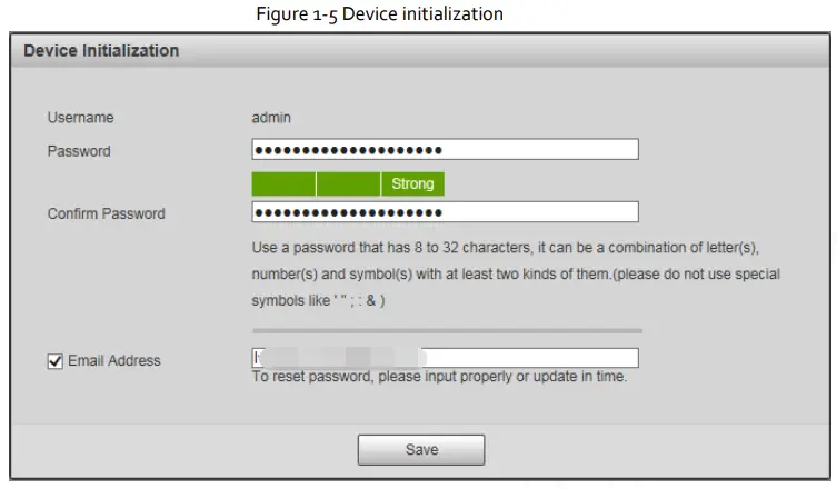 Zhejiang Dahua Vision Technology DH-SD2AY Network PT Camera Web 3.0 - Device initialization