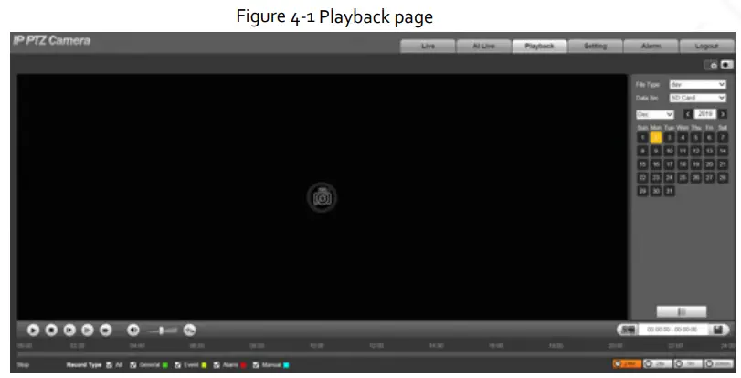 Zhejiang Dahua Vision Technology DH-SD2AY Network PT Camera Web 3.0 - Playback page