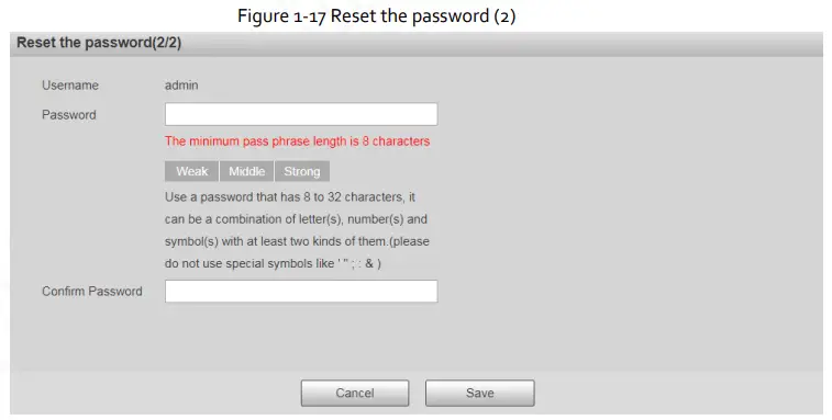 Zhejiang Dahua Vision Technology DH-SD2AY Network PT Camera Web 3.0 - Reset the password1