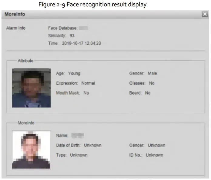 Zhejiang Dahua Vision Technology DH-SD2AY Network PT Camera Web 3.0 - recognition result display