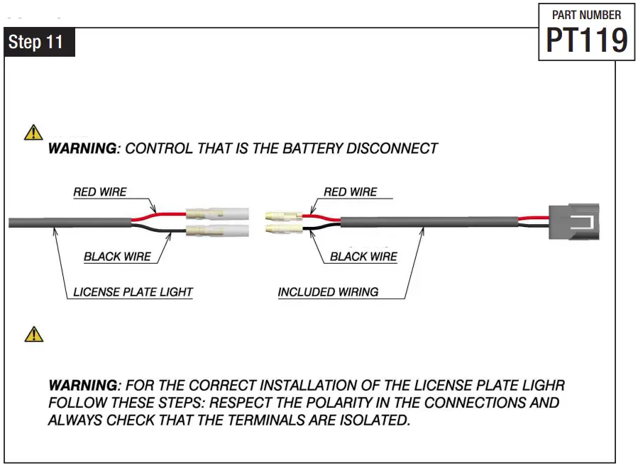 PT119 License Plate Holder Electric Connections