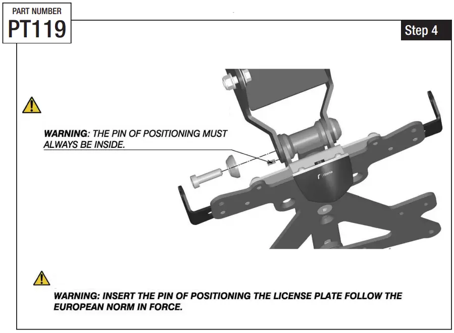 PT119 License Plate Holder Install Pin Of Positioning