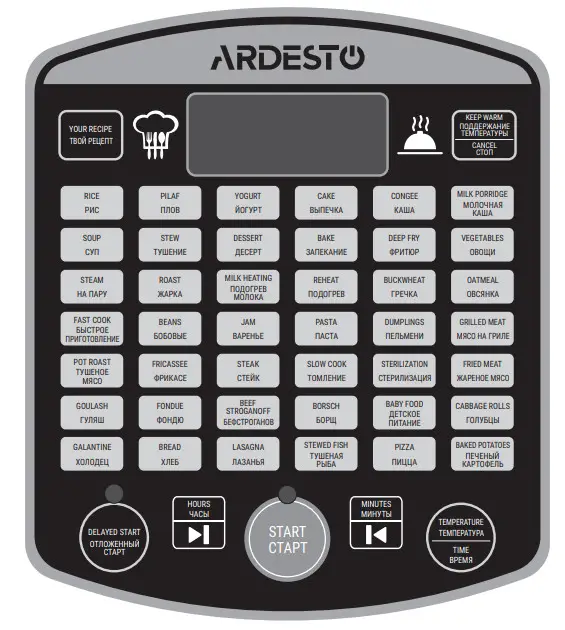 ARDESTO MC-X42X Multicooker - CONTROL PANEL