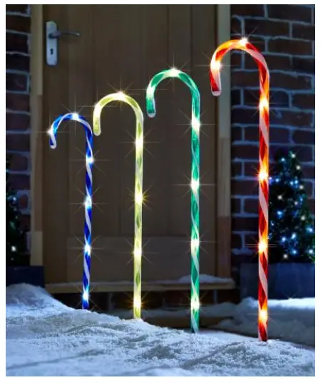 COOPERS OF STORTFORD K848 Set 4 Candy Cane Stake Lights-
