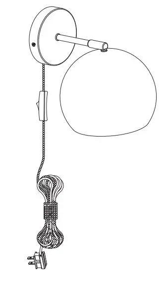 globe 91002201 Black Plug-In or Hardwire Wall Sconce Installation Guide - Plug in installation