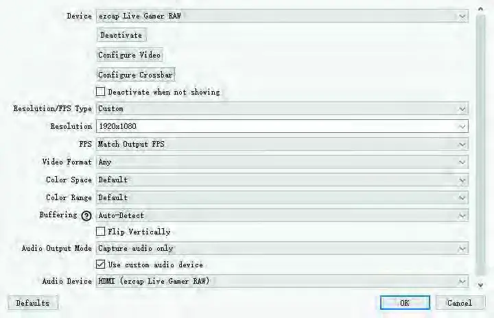 PYLE PLINK4 PCI-E Gen2 4K HDMI Video Capture Card -Video Setting