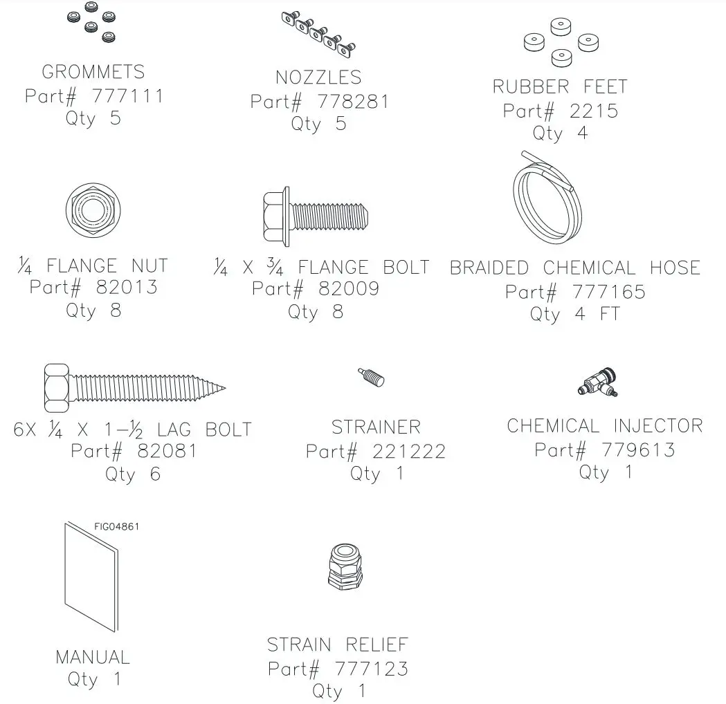 NORTHSTAR M157304S Cold Water Pressure Washer Owner’s Manual - Hardware Bag