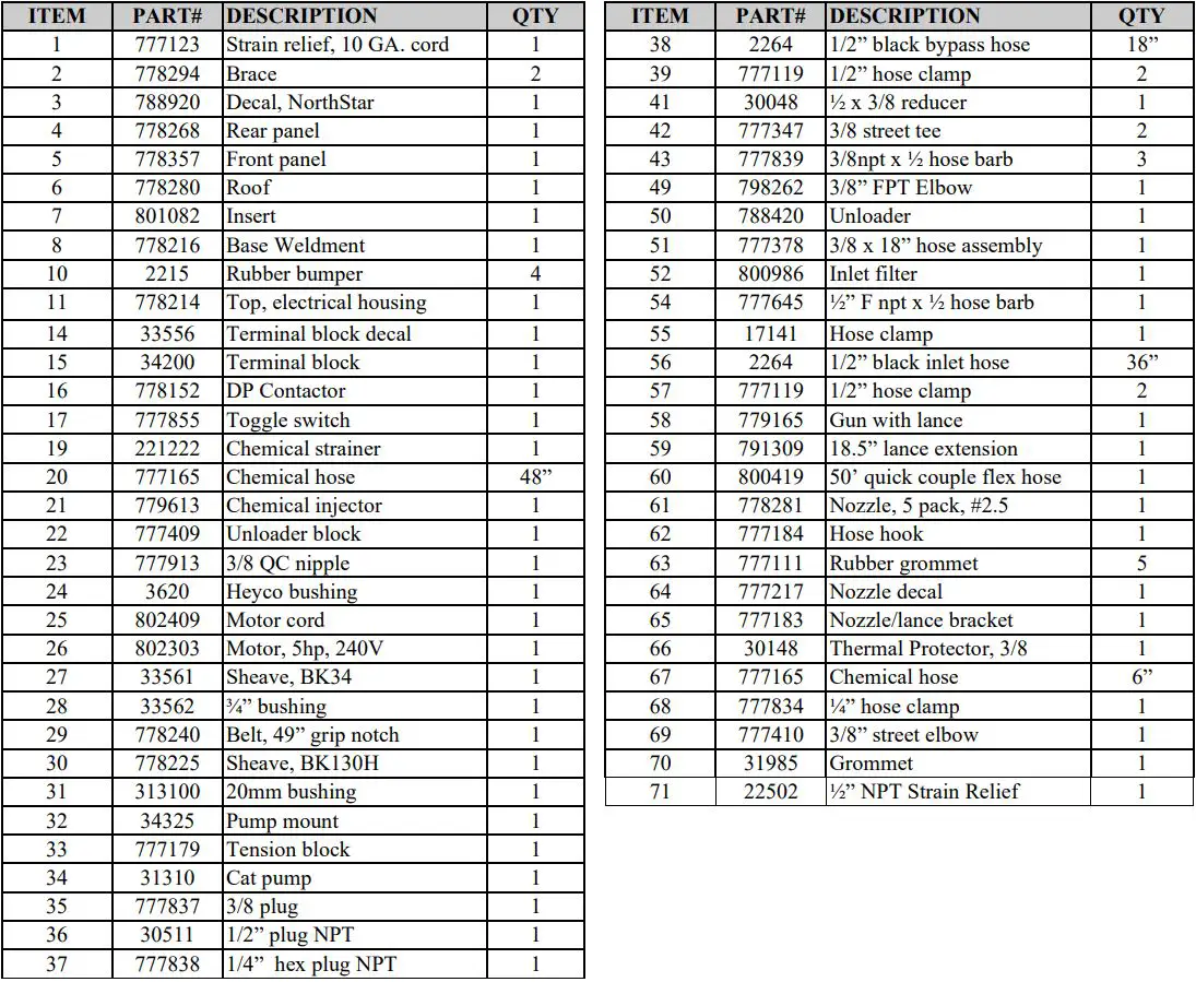 NORTHSTAR M157304S Cold Water Pressure Washer Owner’s Manual - Parts Breakdown-Rev S