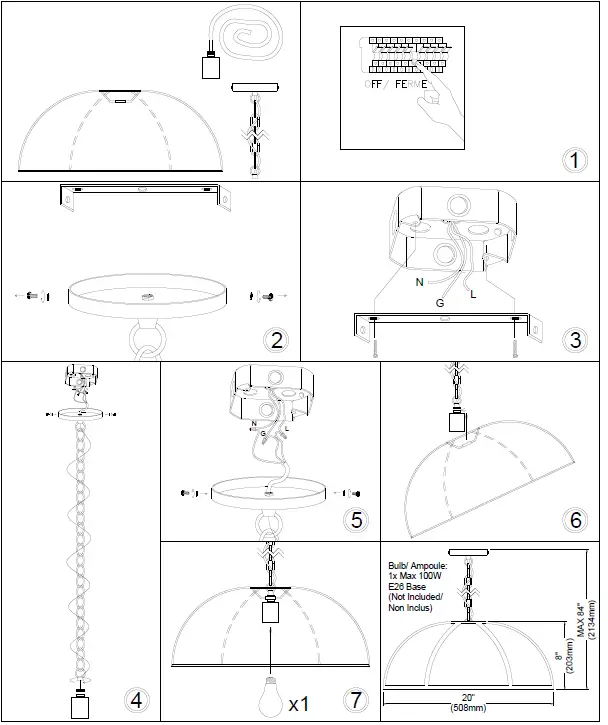 Dainolite-PTO-201P-MB-BW-Portobello-1-Light-20-Inch-Pendant-FIG-1