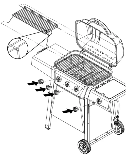 BACKYARD GRILL GBC1429WBRS Outdoor LP Gas Barbecue Grill - Control Knobs