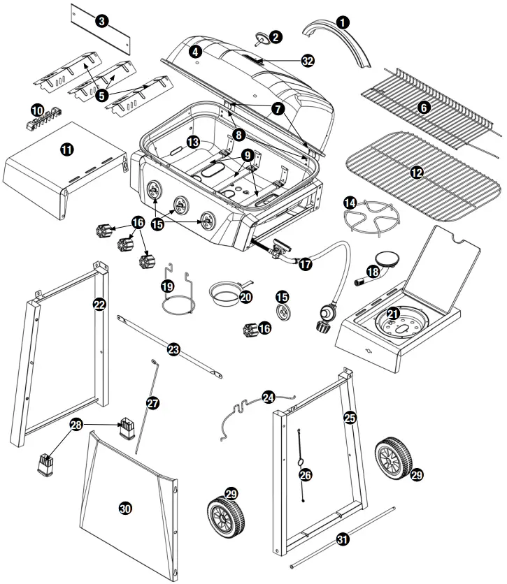BACKYARD GRILL GBC1429WBRS Outdoor LP Gas Barbecue Grill - Expanded View