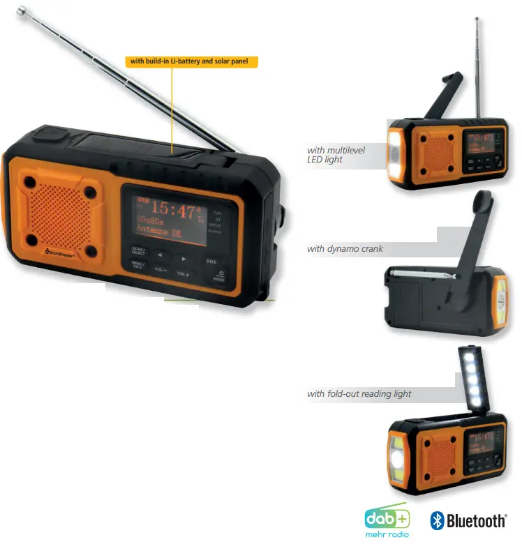 soundmaster 2023 24 Speaker Box Clock Radio Turntable - DAB112OR