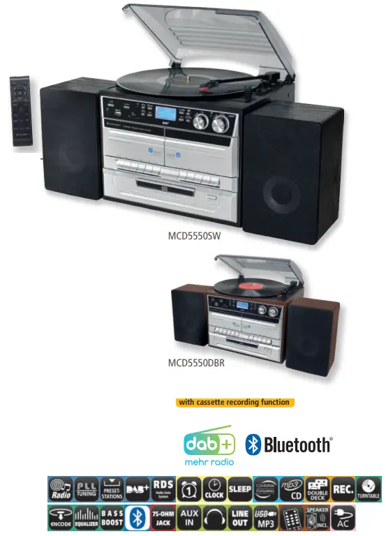 soundmaster 2023 24 Speaker Box Clock Radio Turntable1 - MCD5550