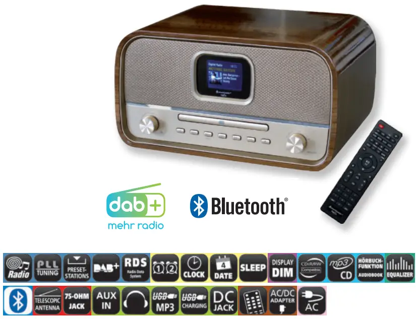 soundmaster 2023 24 Speaker Box Clock Radio Turntable1 - NR9611