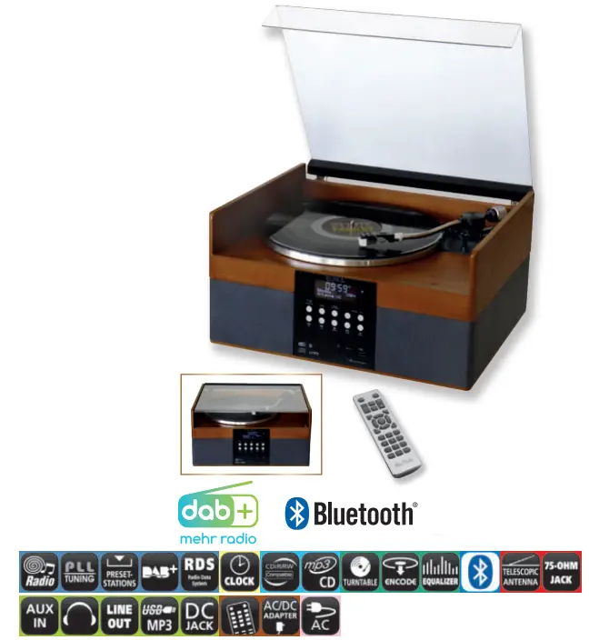 soundmaster 2023 24 Speaker Box Clock Radio Turntable1 - PL910