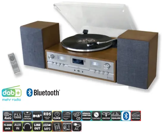 soundmaster 2023 24 Speaker Box Clock Radio Turntable1 - PL9102