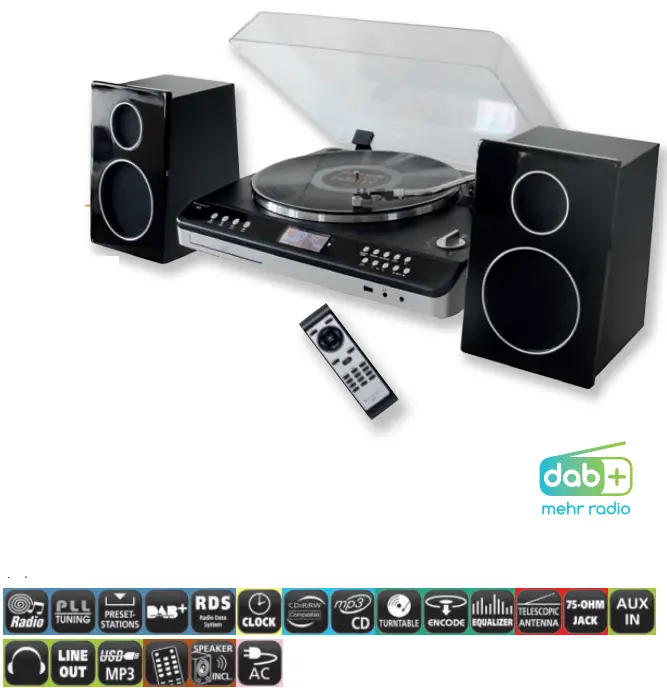 soundmaster 2023 24 Speaker Box Clock Radio Turntable1 - PL979SW