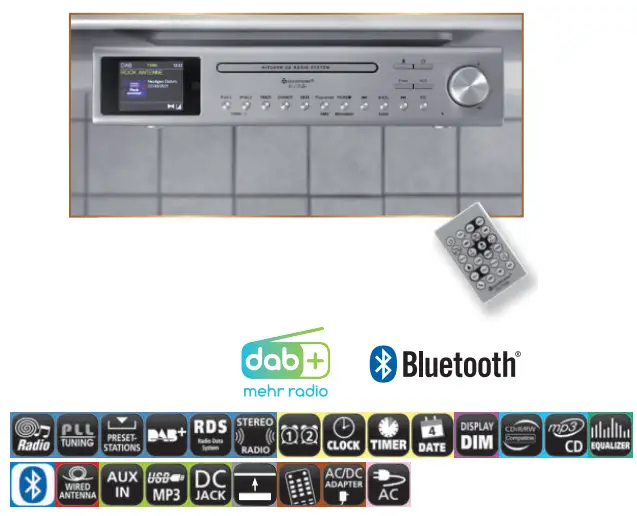 soundmaster 2023 24 Speaker Box Clock Radio Turntable1 - UR2180SI