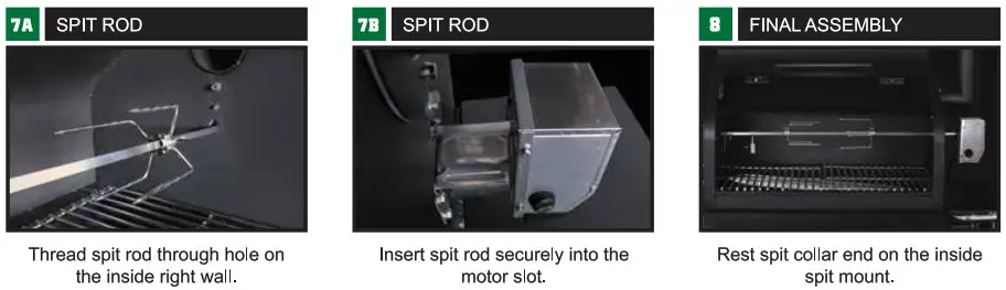 GREEN MOUNTAIN GRILL ROTISSERIE Kit - Install Assembled Spit Rod