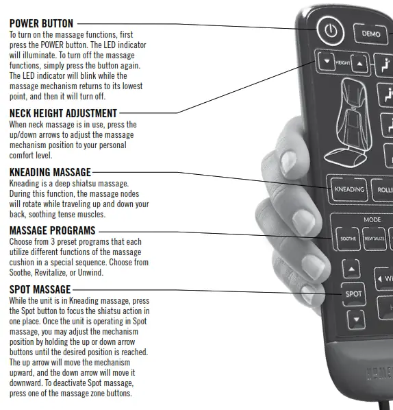Homedics MCS-845HJ Shiatsu Elite II Massage Cushion with Soothing Heat Instruction -FCC STATEMENT