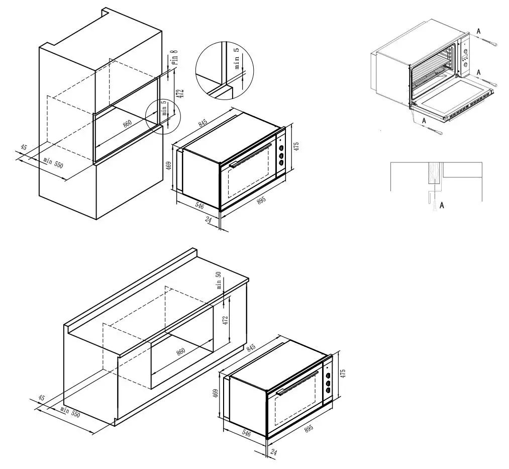 ARTUSI CAO900X1 Electric Built-In Oven Instruction Manual - Sealing the oven