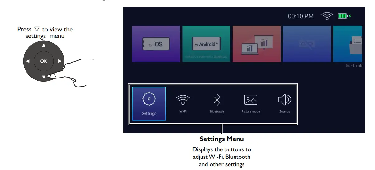 BenQ Launcher Settings Menu