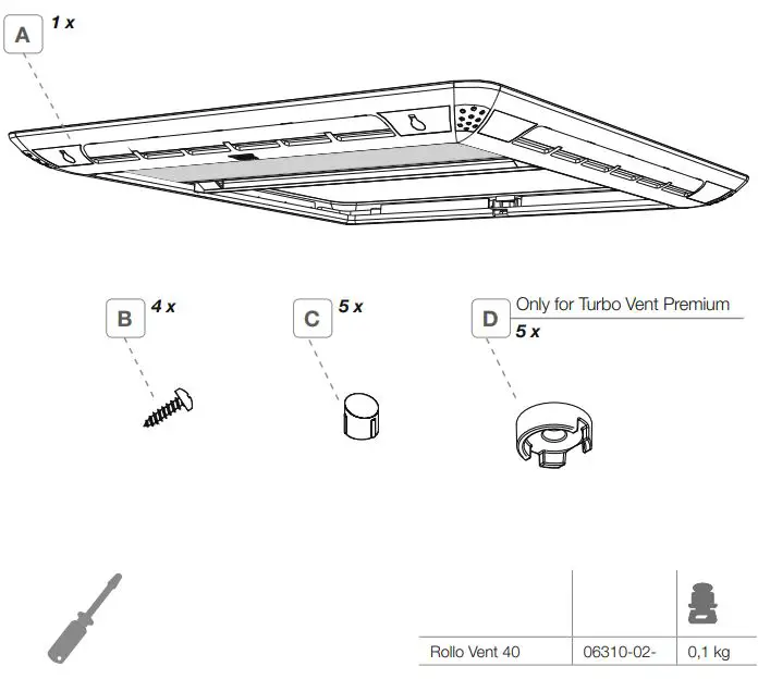 FIAMMA 06310-01 Rollo Vent 40 Roller Blind For Roof Light fig1
