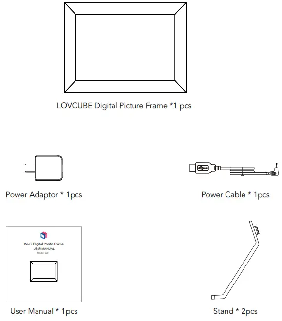 LOVCUBE W8 WiFi Digital Photo Frame - accessories