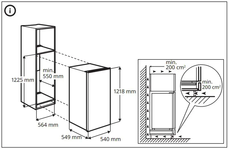 IKEA 404.964.66 FORKYLD Fridge with Freezer Compartment Instruction Manual - Dimension