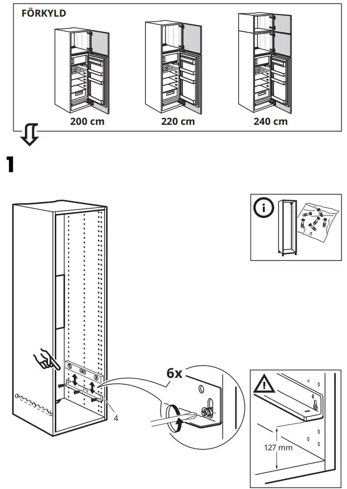 IKEA 404.964.66 FORKYLD Fridge with Freezer Compartment Instruction Manual - Installation 1-1